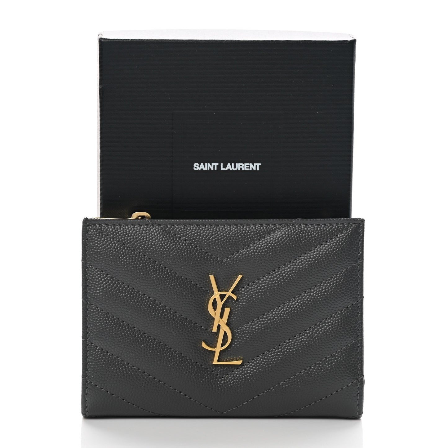 Grain De Poudre Matelasse Chevron Monogram Zipped Two-Part Wallet Storm