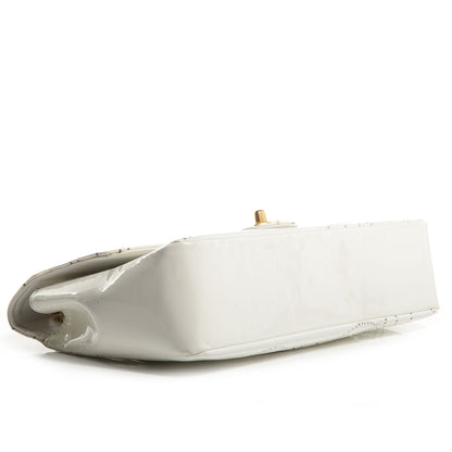 Chanel Patent Perforated Camellia Medium Single Flap White 4 of 9