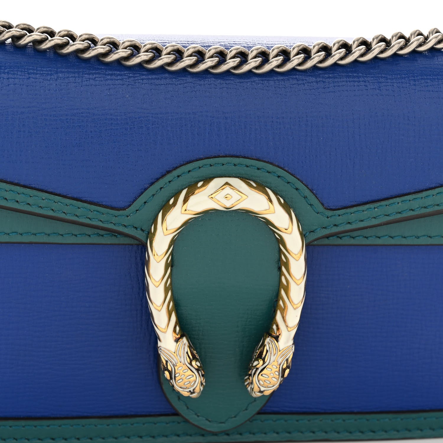 Gucci Azalea Calfskin Enamel Super Mini Dionysus Shoulder Bag Imperial Blue Pavone 7 of 10