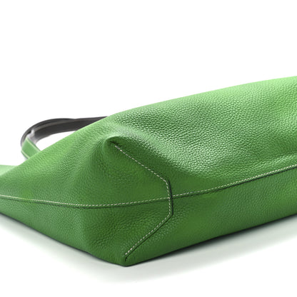 Hermes Taurillon Clemence Double Sens 45 Reversible Tote Bambou Vert Bronze 6 of 8