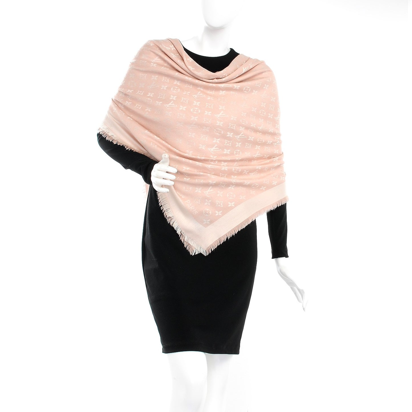 Silk Wool Monogram Denim Shawl Pink