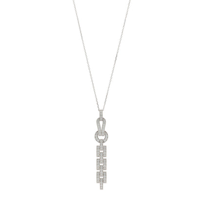 Cartier 18K White Gold Diamond Agrafe Drop Pendant Necklace 1 of 6