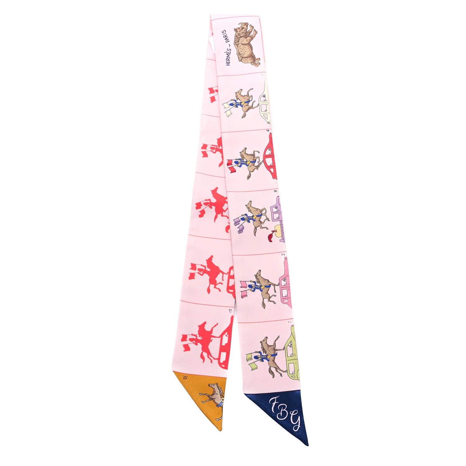 Hermes Silk Parade CG Twilly Rose Pale Marine Multicolor 2 of 3