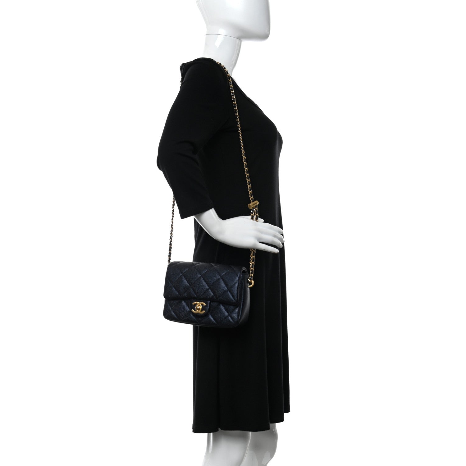 Chanel Iridescent Caviar Quilted Mini My Perfect Flap Dark Blue 2 of 10