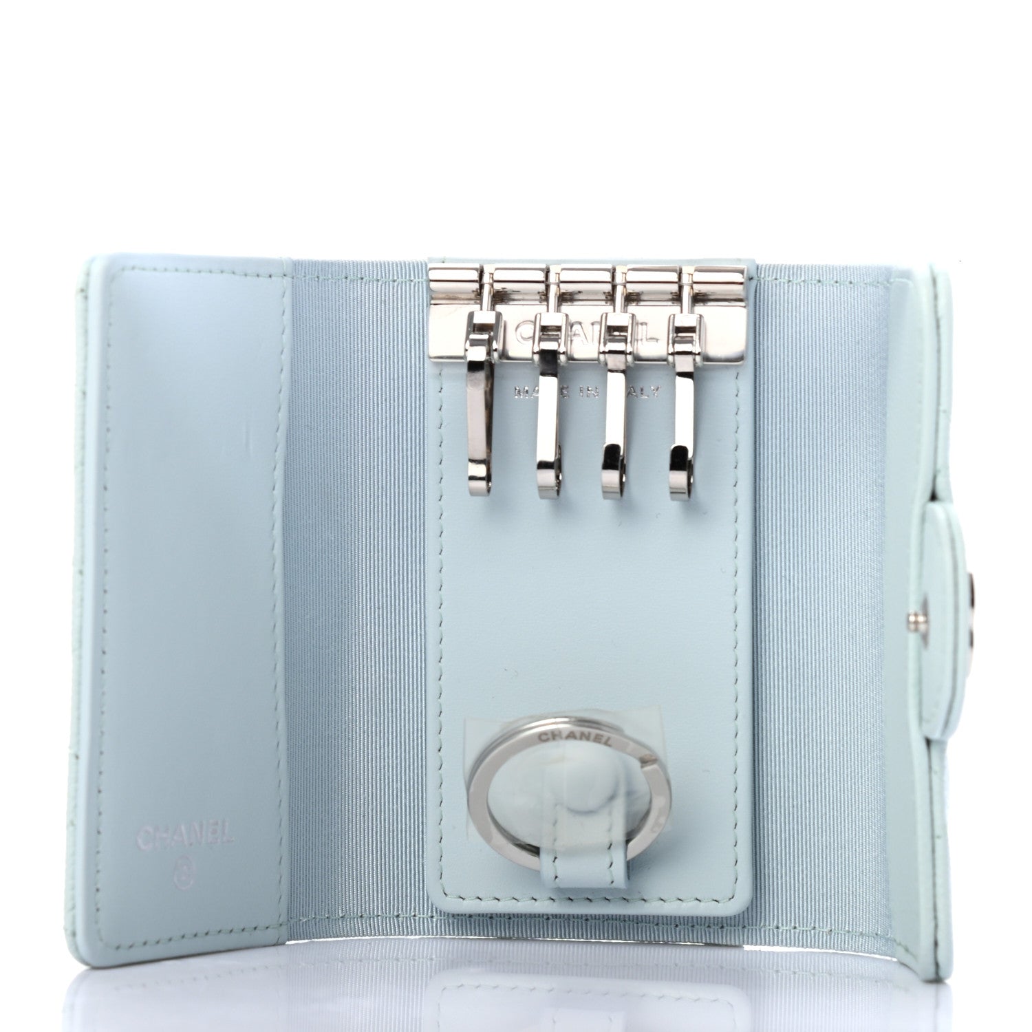 Chanel Caviar Quilted Classic 4 Key Holder Wallet Light Blue 5 of 9