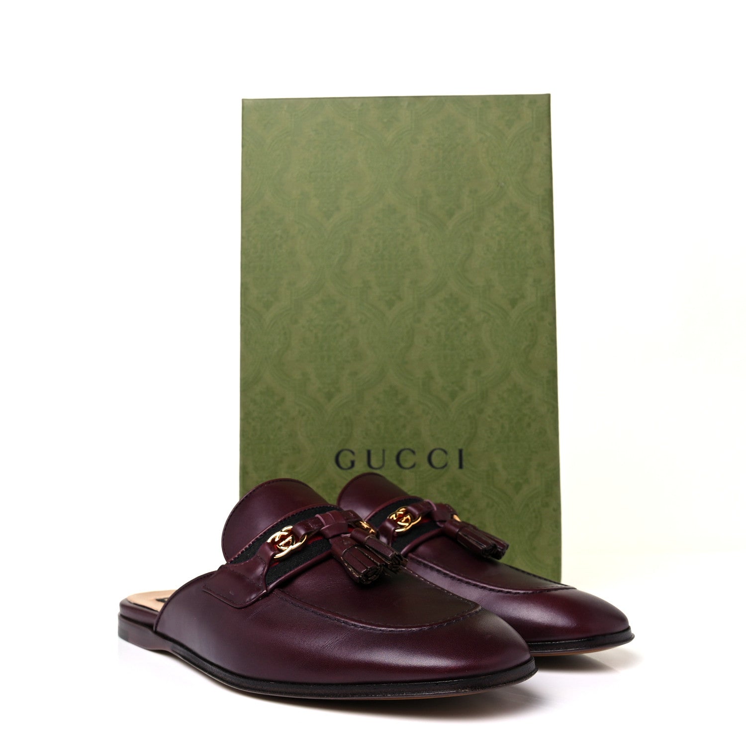 Gucci Web Tassel Women's GG Mules 36 Bordeaux Ruby 9 of 9