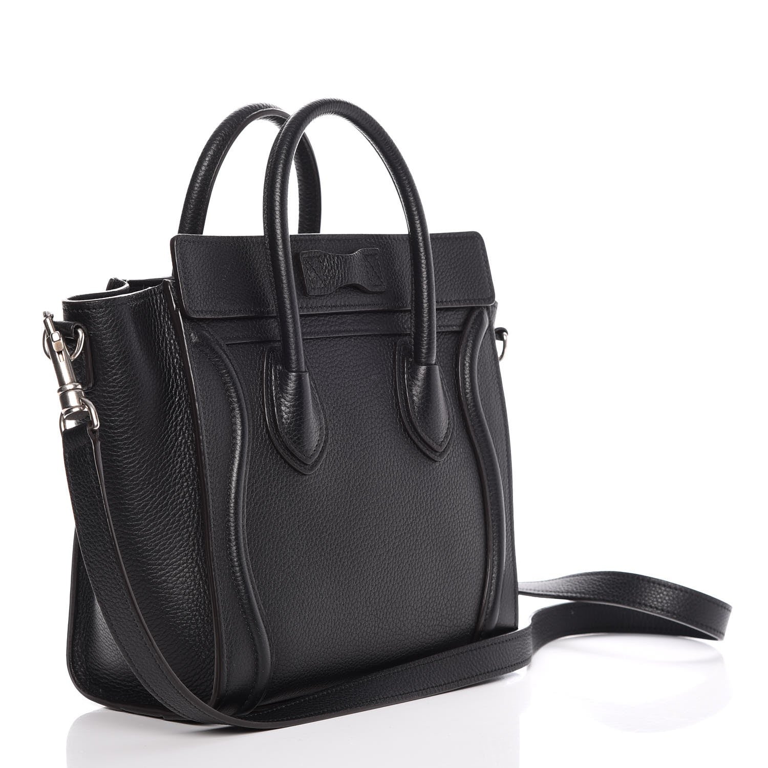 Celine Drummed Calfskin Nano Luggage Black 3 of 9