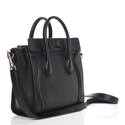 Celine Drummed Calfskin Nano Luggage Black 3 of 9