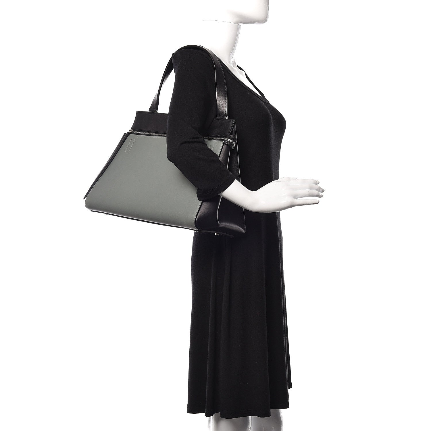 Celine Smooth Calfskin Large Bi-Color Edge Shoulder Bag Almond 2 of 17