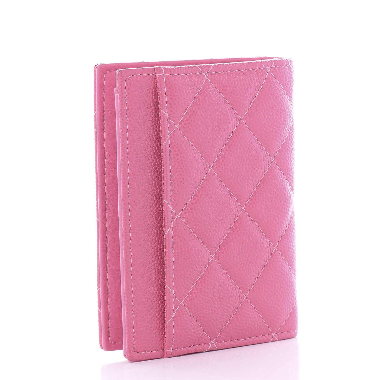 Caviar Quilted Card Holder Wallet Pink