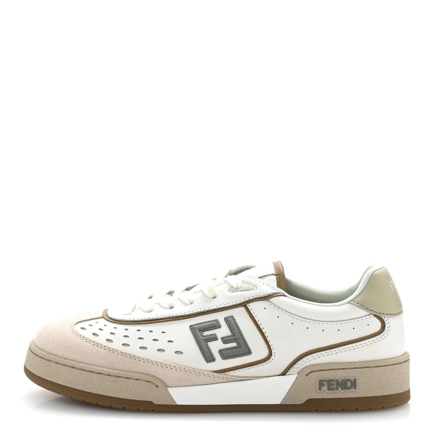 Suede Calfskin Womens Fendi Match Low Top Sneakers 39.5 White