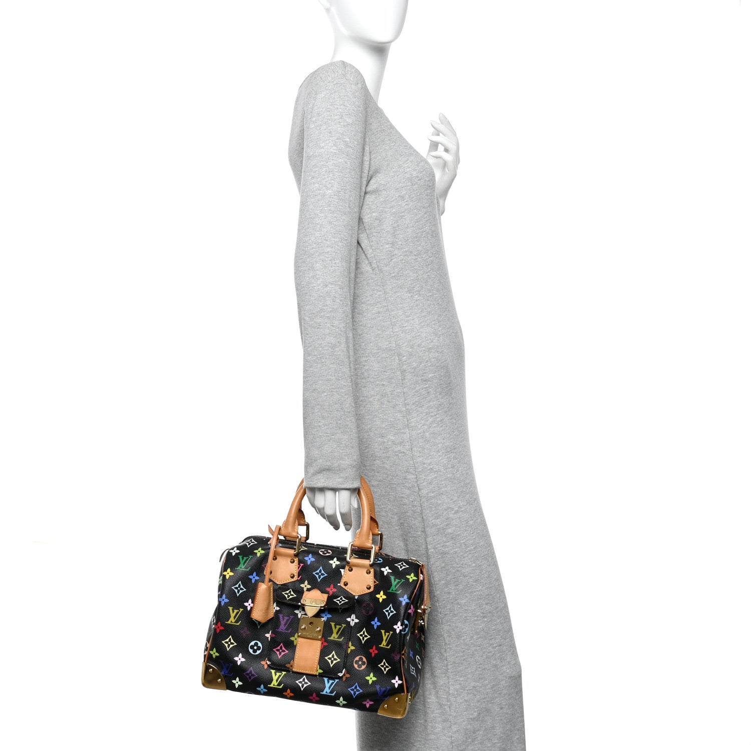 Louis Vuitton Monogram Multicolor Speedy 30 Black Black 2 of 10