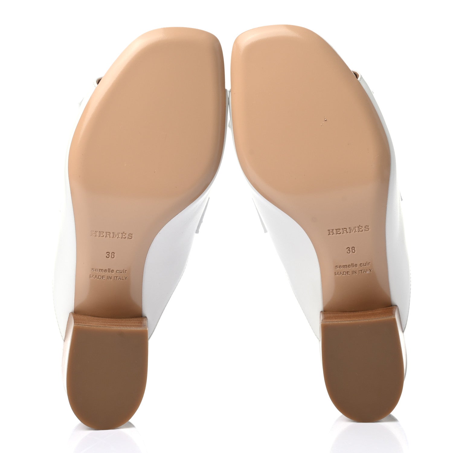 Hermes Calfskin Studded Alma Sandals 38 White 5 of 9