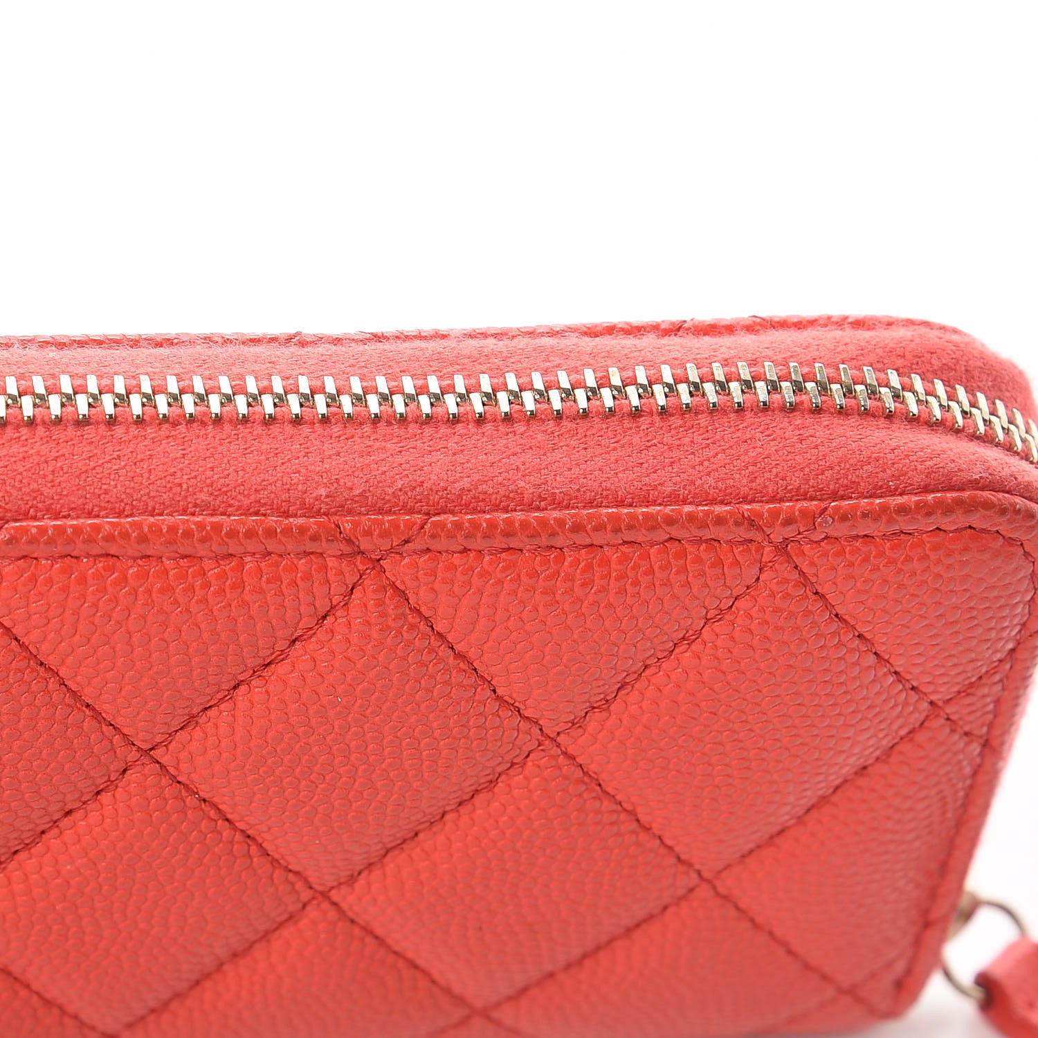 Chanel Caviar Quilted Zip Coin Purse Red 9 of 10