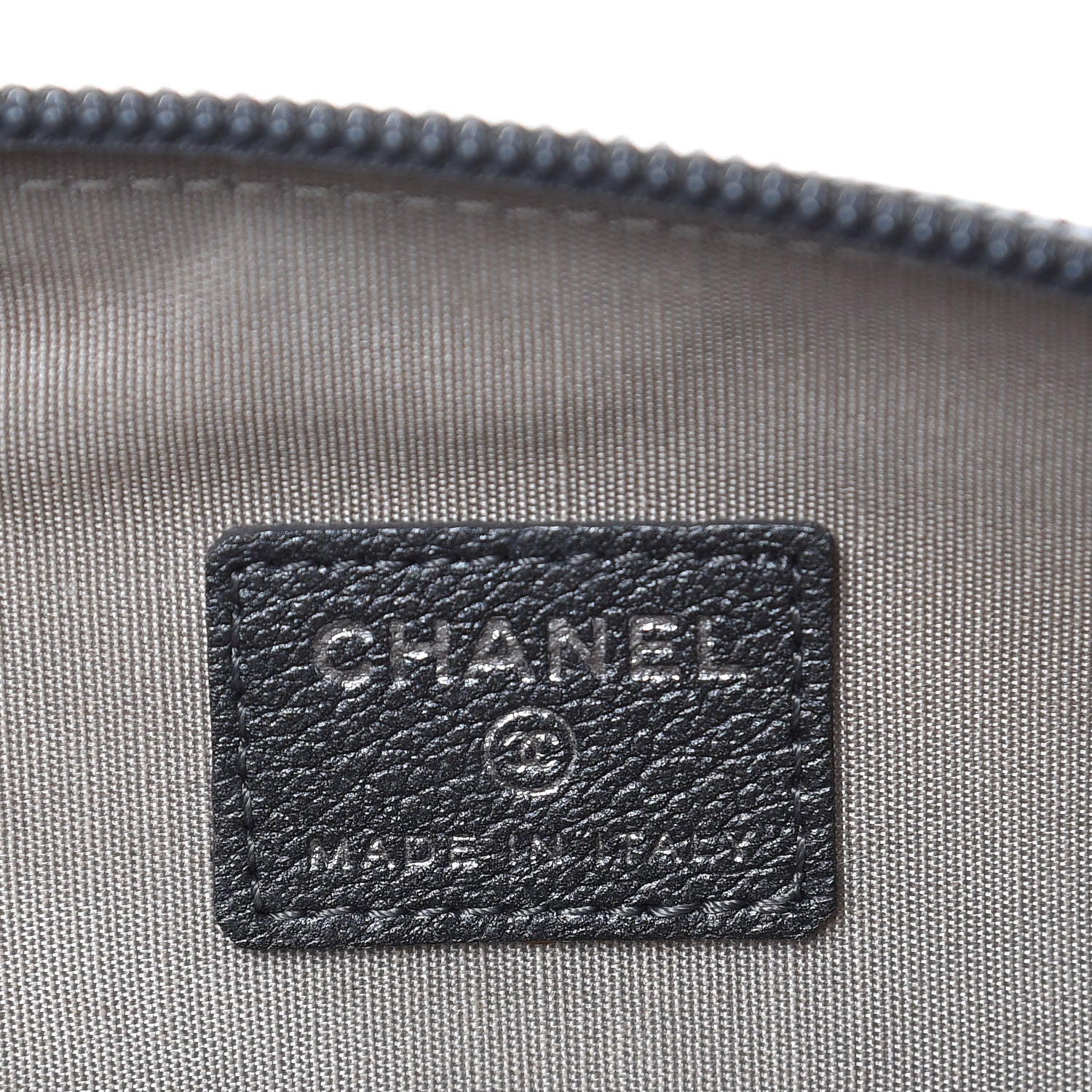 Chanel Goatskin Camellia Embossed Cosmetic Case Dark Grey 6 of 10
