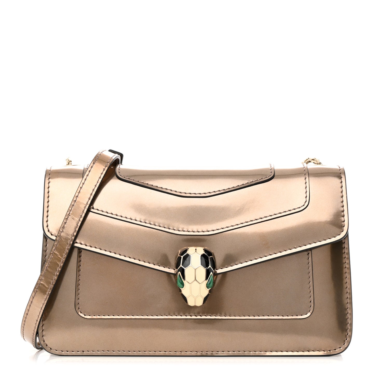 Metallic Calfskin Serpenti Forever Crossbody Bag Bronze