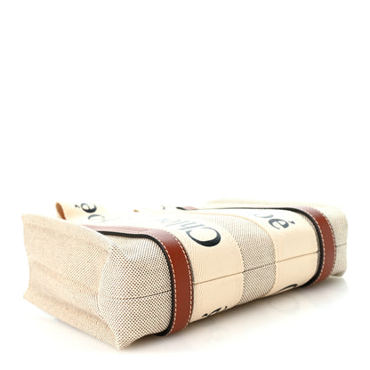 Chloe Cotton Calfskin Small Woody Ribbon Tote  White Brown 4 of 10