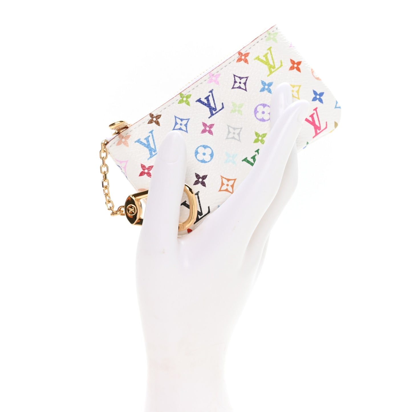 LV X TM Monogram Multicolor Key Pouch White