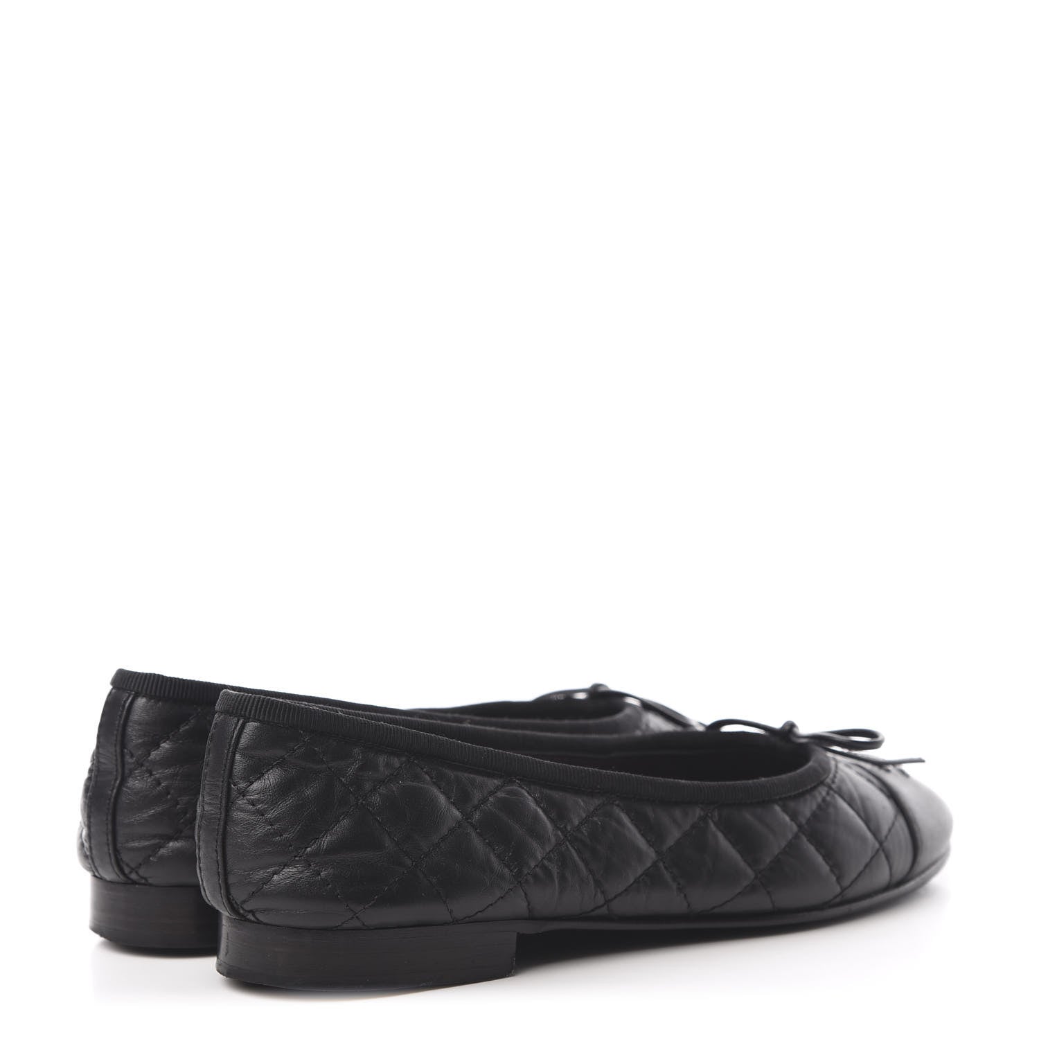 Chanel Aged Calfskin Quilted Cap Toe Ballerina Flats 35 Black 4 of 12