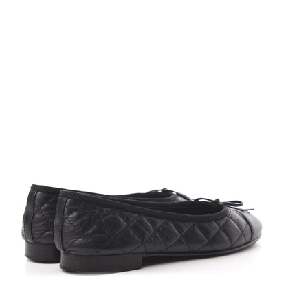 Chanel Aged Calfskin Quilted Cap Toe Ballerina Flats 35 Black 4 of 12