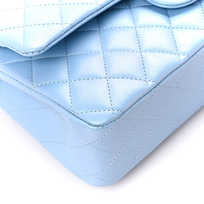 Chanel Iridescent Lambskin Quilted Medium Double Flap Light Blue 10 of 11
