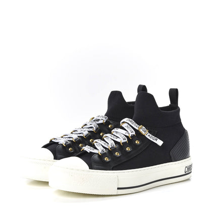Christian Dior Technical Knit Calfskin Womens Walk'N'Dior High Top Sneakers 38.5 Black 2 of 11