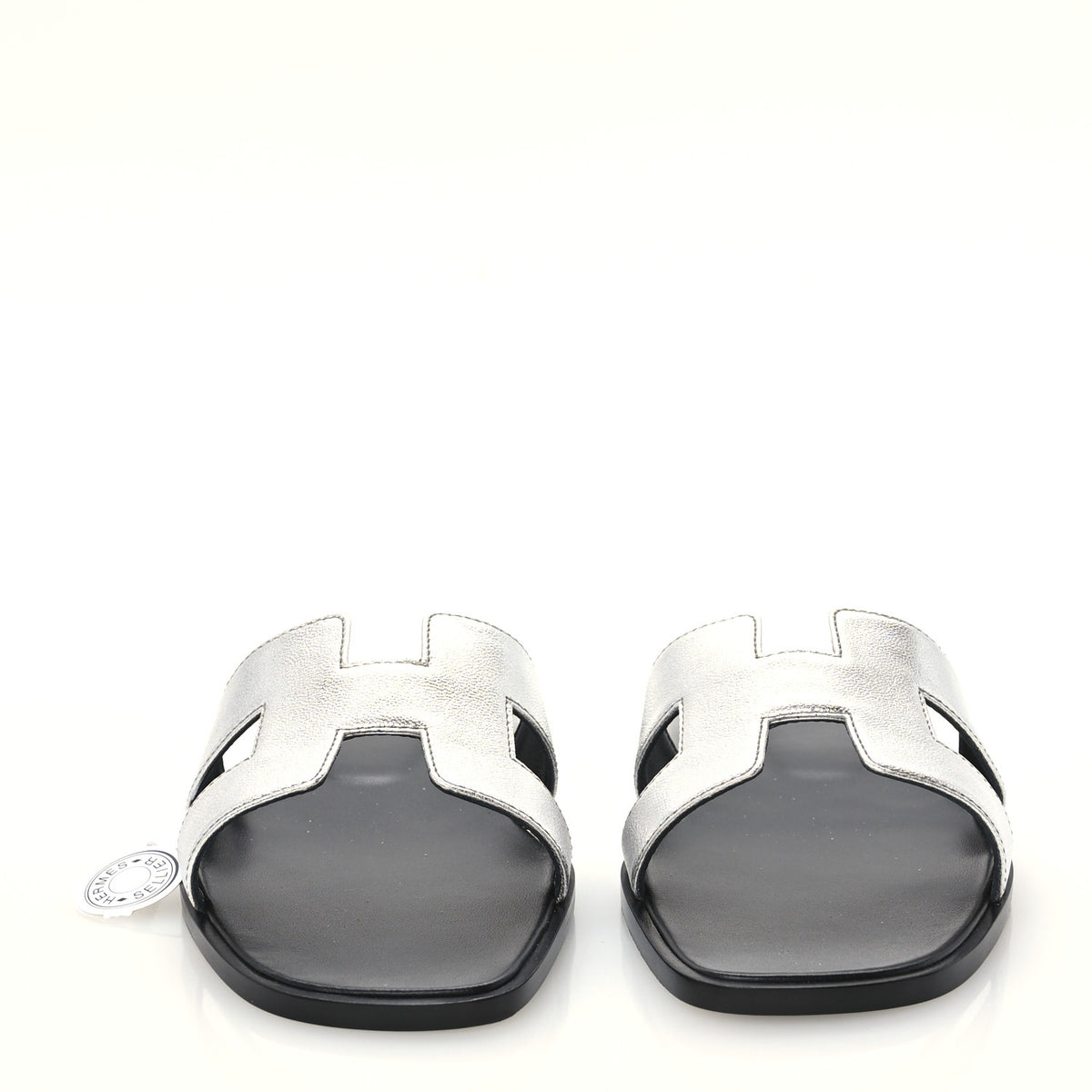 Metallic Chevre Oran Sandals 40.5 Gris Argente