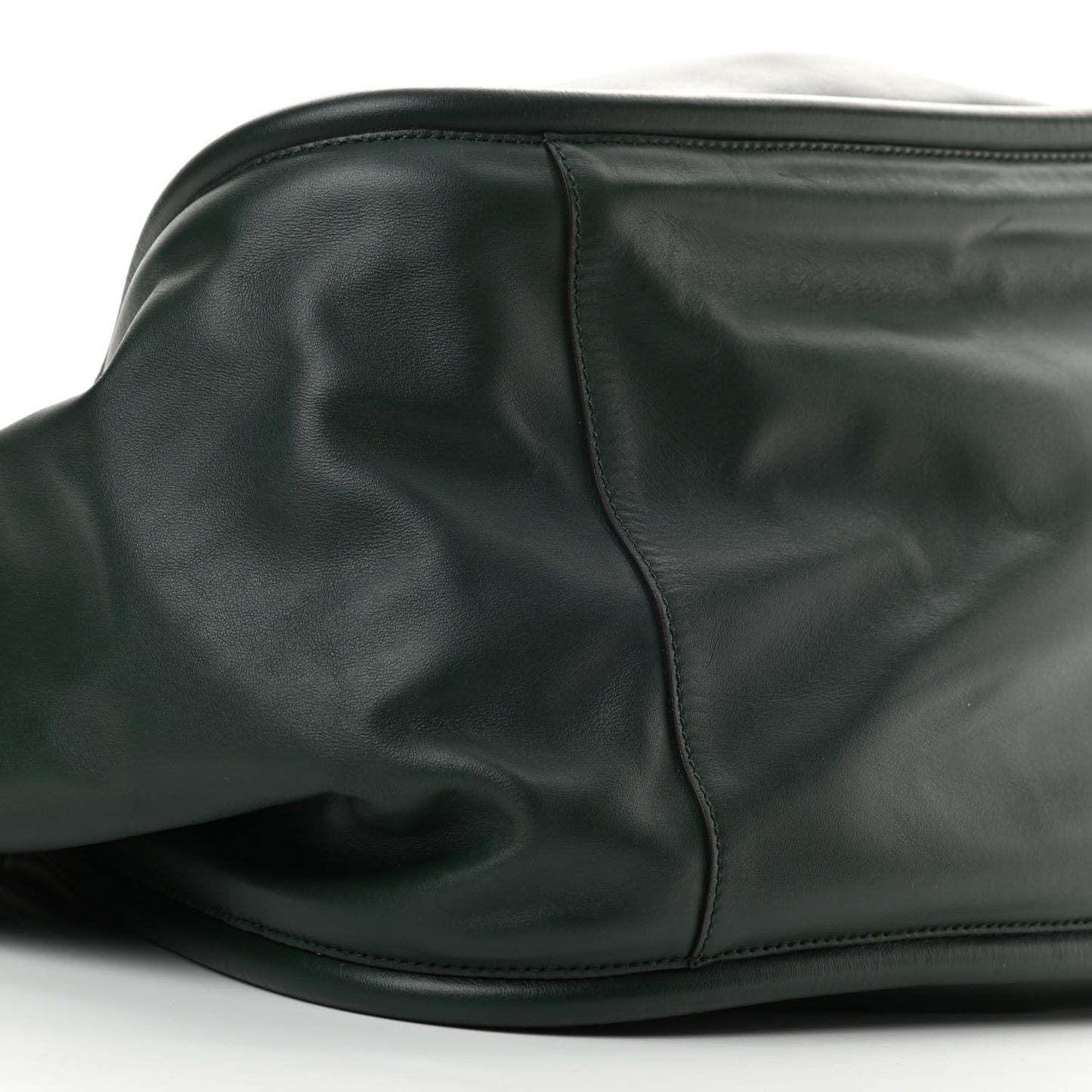 Calfskin XL Ruched Tote Petrol Green