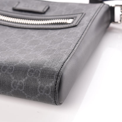 Gucci GG Supreme Monogram Web Small Flat Messenger Bag Black Grey 12 of 12