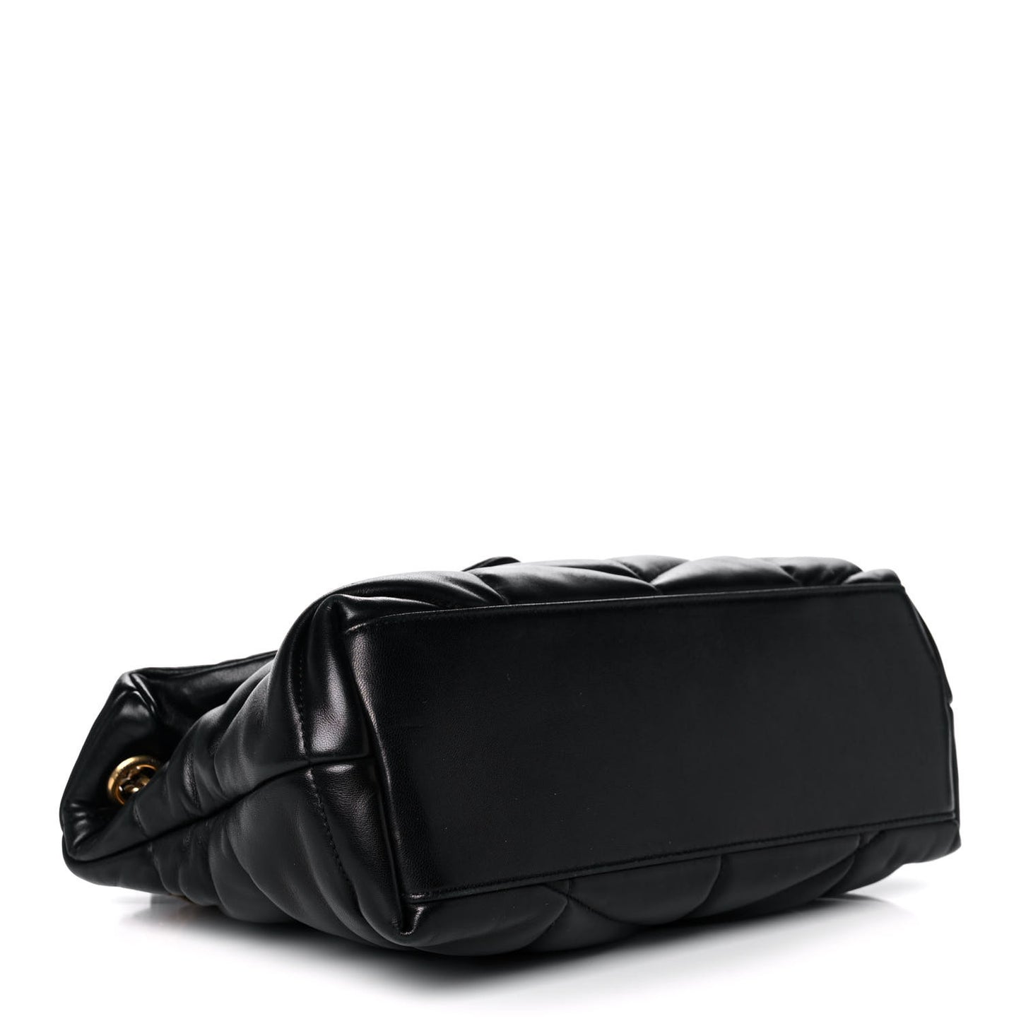 Lambskin Quilted Small Loulou Puffer Monogram Chain Satchel Black