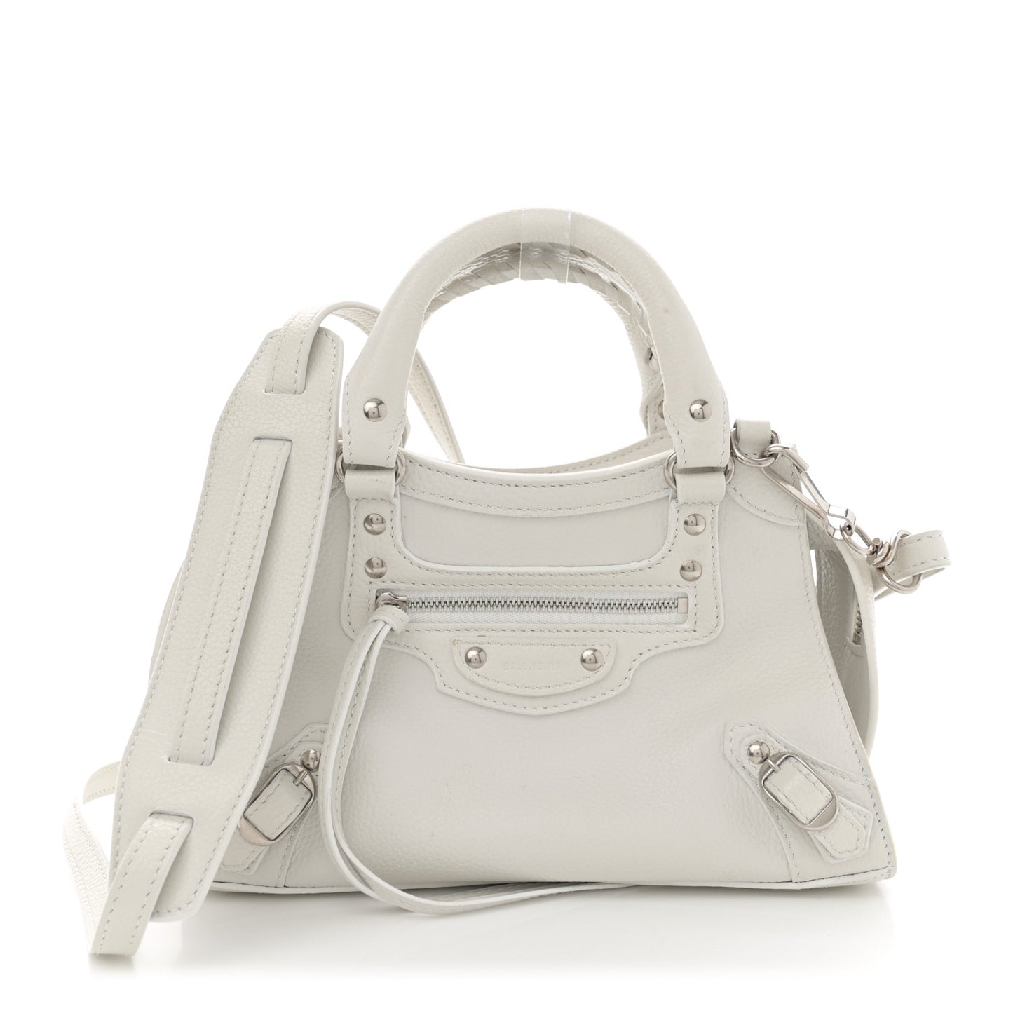 Grained Calfskin Neo Classic Silver Hardware Mini City White