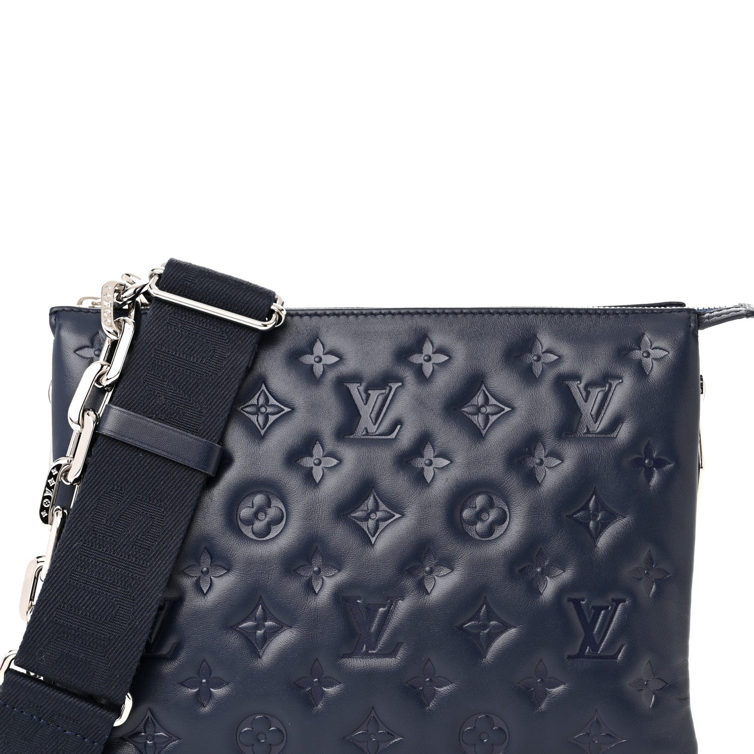 Louis Vuitton Lambskin Embossed Monogram Coussin PM Navy 7 of 9