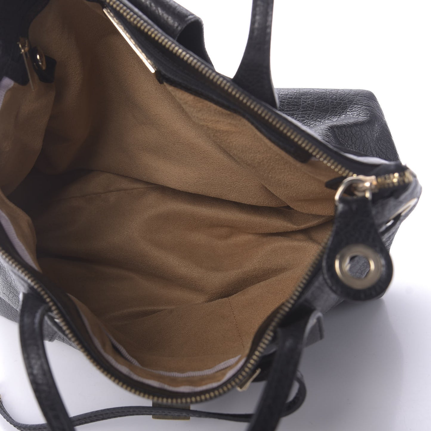 Grainy Calfskin Small Rhea Tote Black