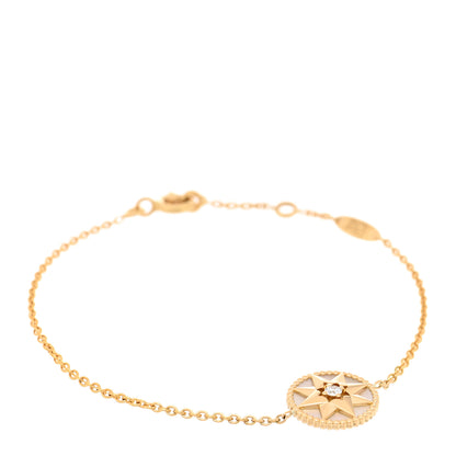 Christian Dior 18K Yellow Gold Diamond Mother of Pearl Rose Des Vents Bracelet 1 of 4