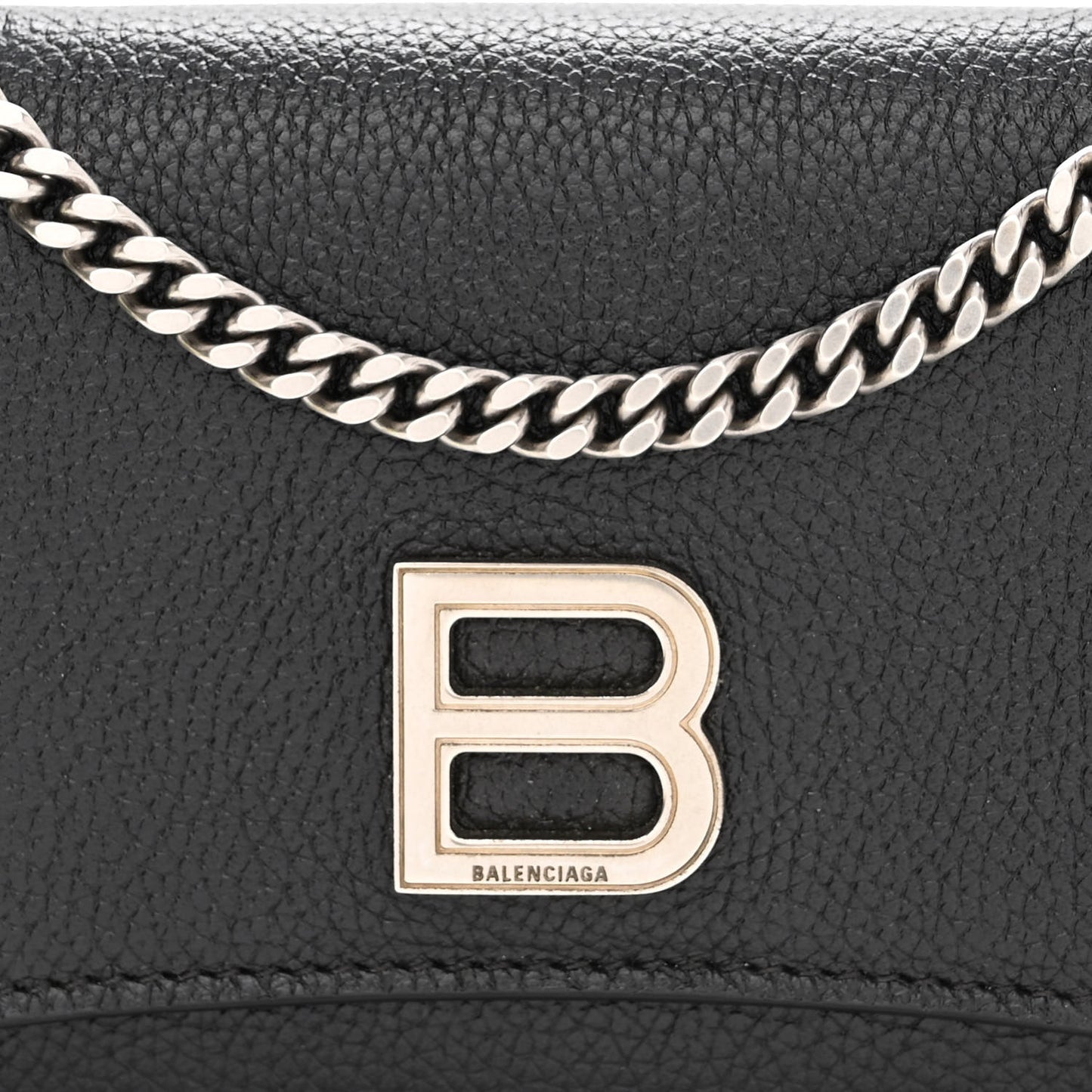 Grained Calfskin Hourglass Top Handle Crossbody Phone Holder Black