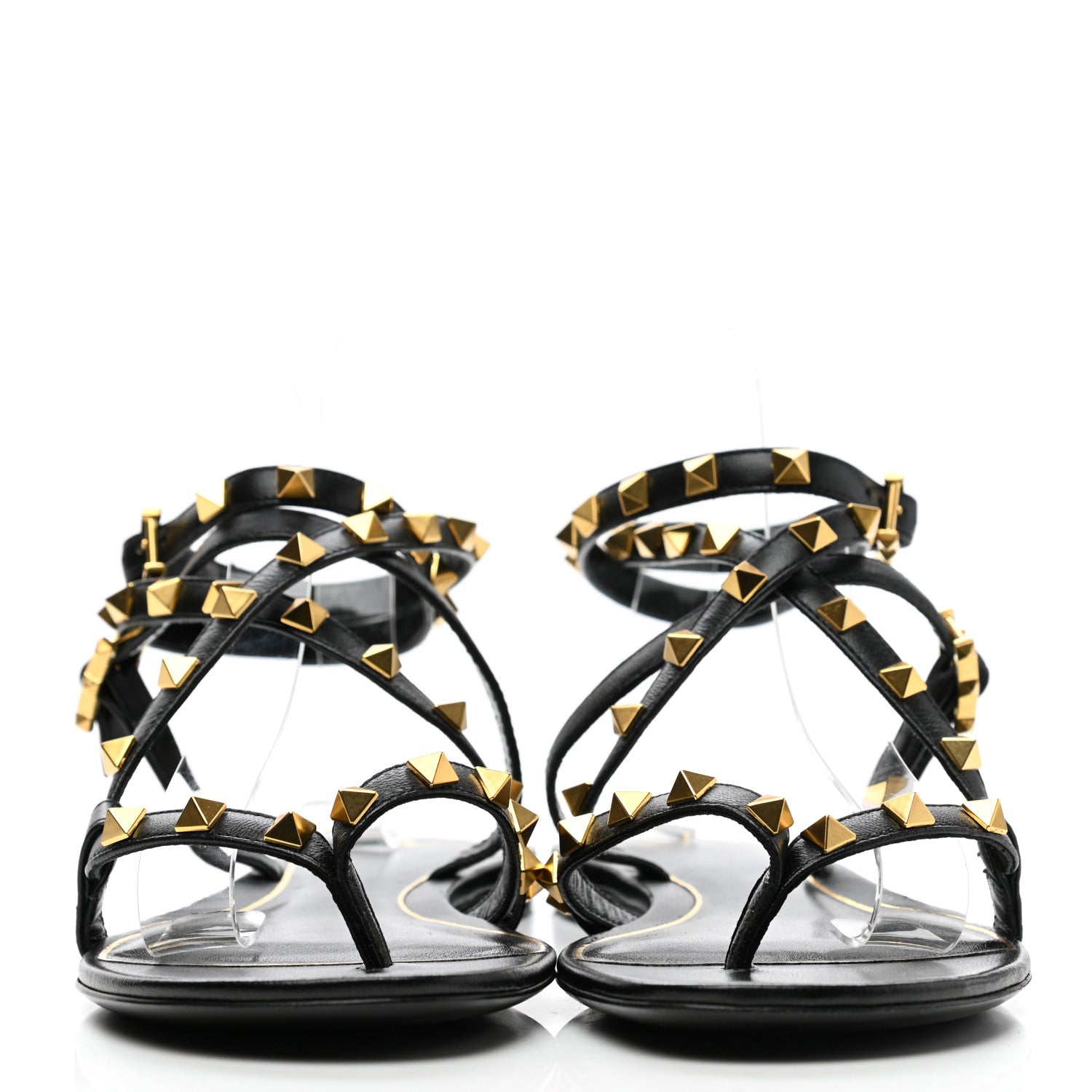 Valentino Garavani Nappa Rockstud Flair Ankle Wrap Flat Sandals 39 Black 2 of 7