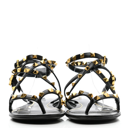 Valentino Garavani Nappa Rockstud Flair Ankle Wrap Flat Sandals 39 Black 2 of 7
