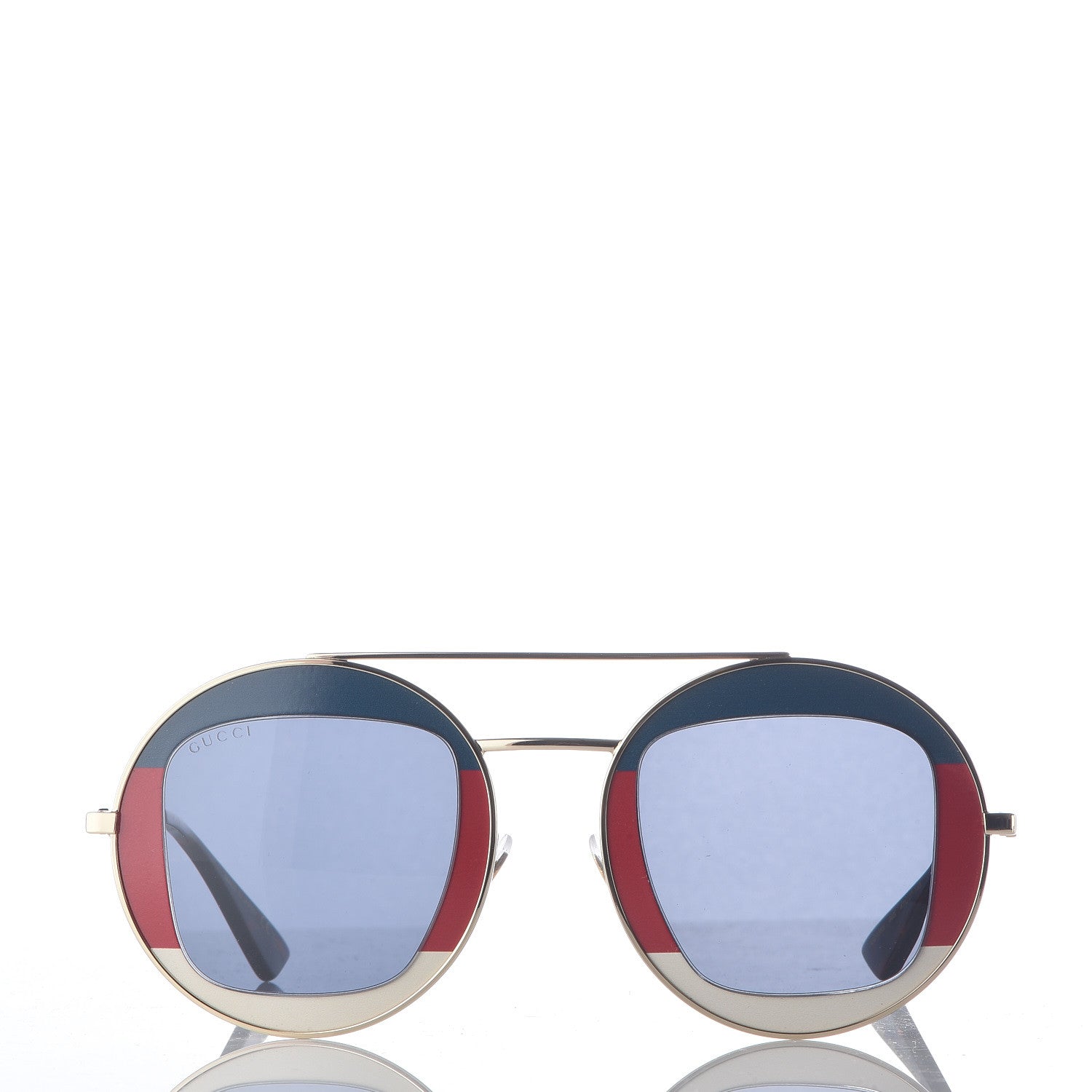 Gucci Round Frame Sylvie Web Sunglasses GG0105S Gold 2 of 9