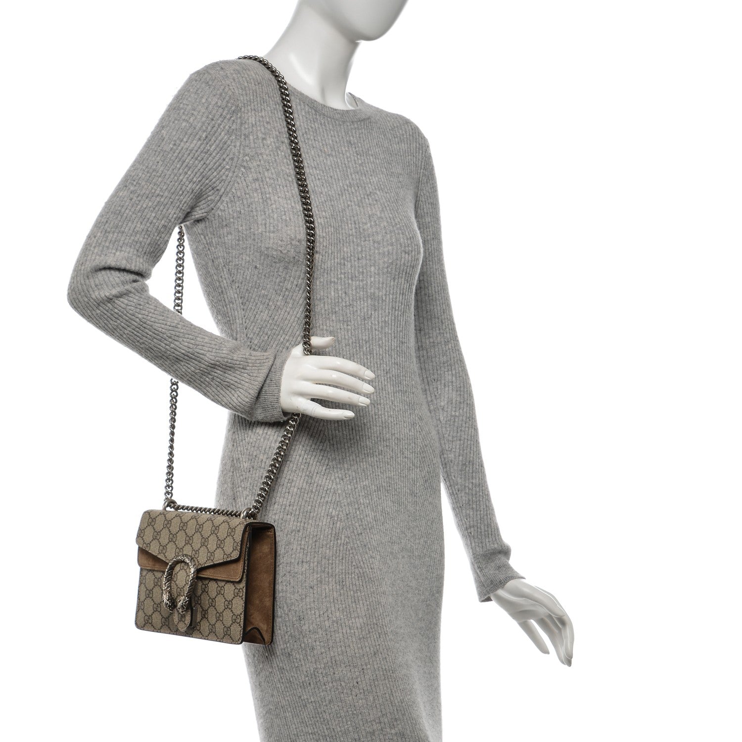 Gucci GG Supreme Monogram Mini Dionysus Shoulder Bag Taupe 2 of 6