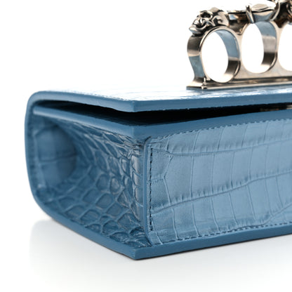Alexander McQueen Calfskin Crocodile Embossed Knuckle Shoulder Bag Ciel 9 of 13