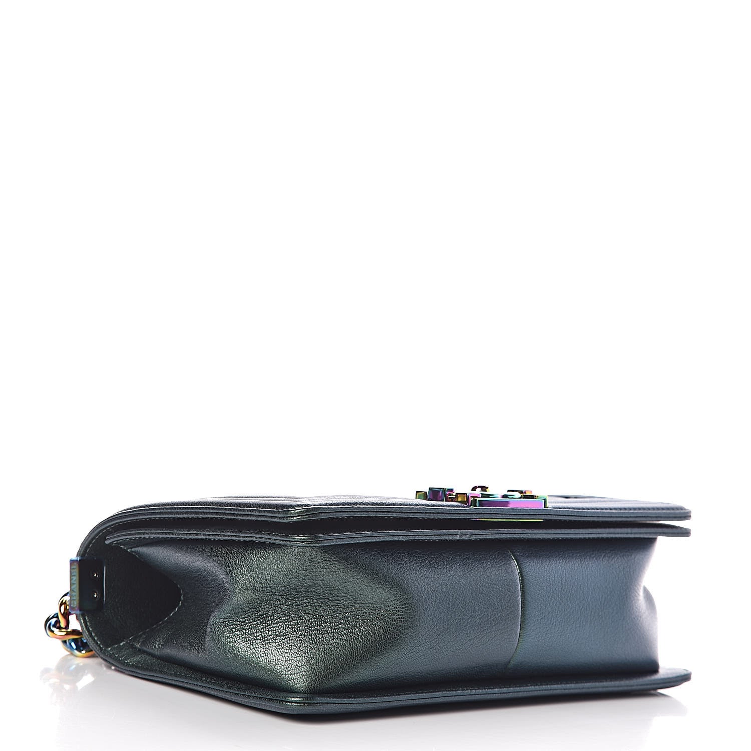 Chanel Iridescent Goatskin Quilted Medium Boy Flap Green 4 of 10