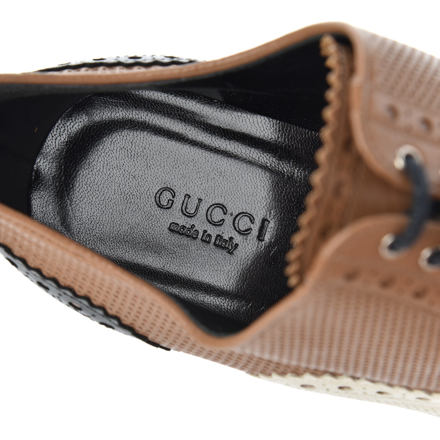 Gucci Malaga Kid Womens Gia Brogue Lace Up Stilettos 39.5 Black Brown 7 of 14