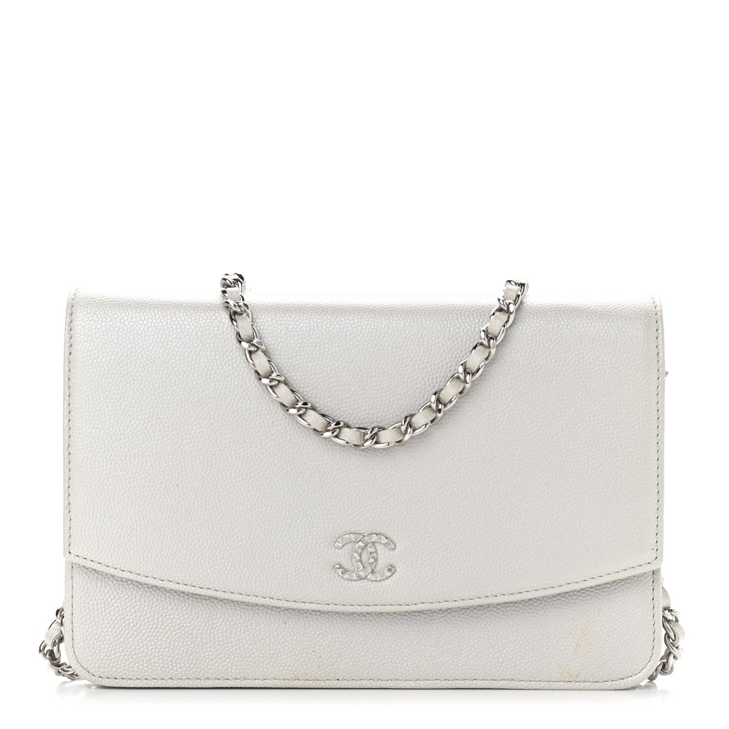 Chanel Caviar Sevruga Wallet on Chain WOC Silver 1 of 14