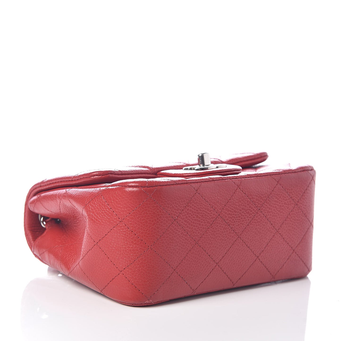 Caviar Quilted Mini Square Flap Red