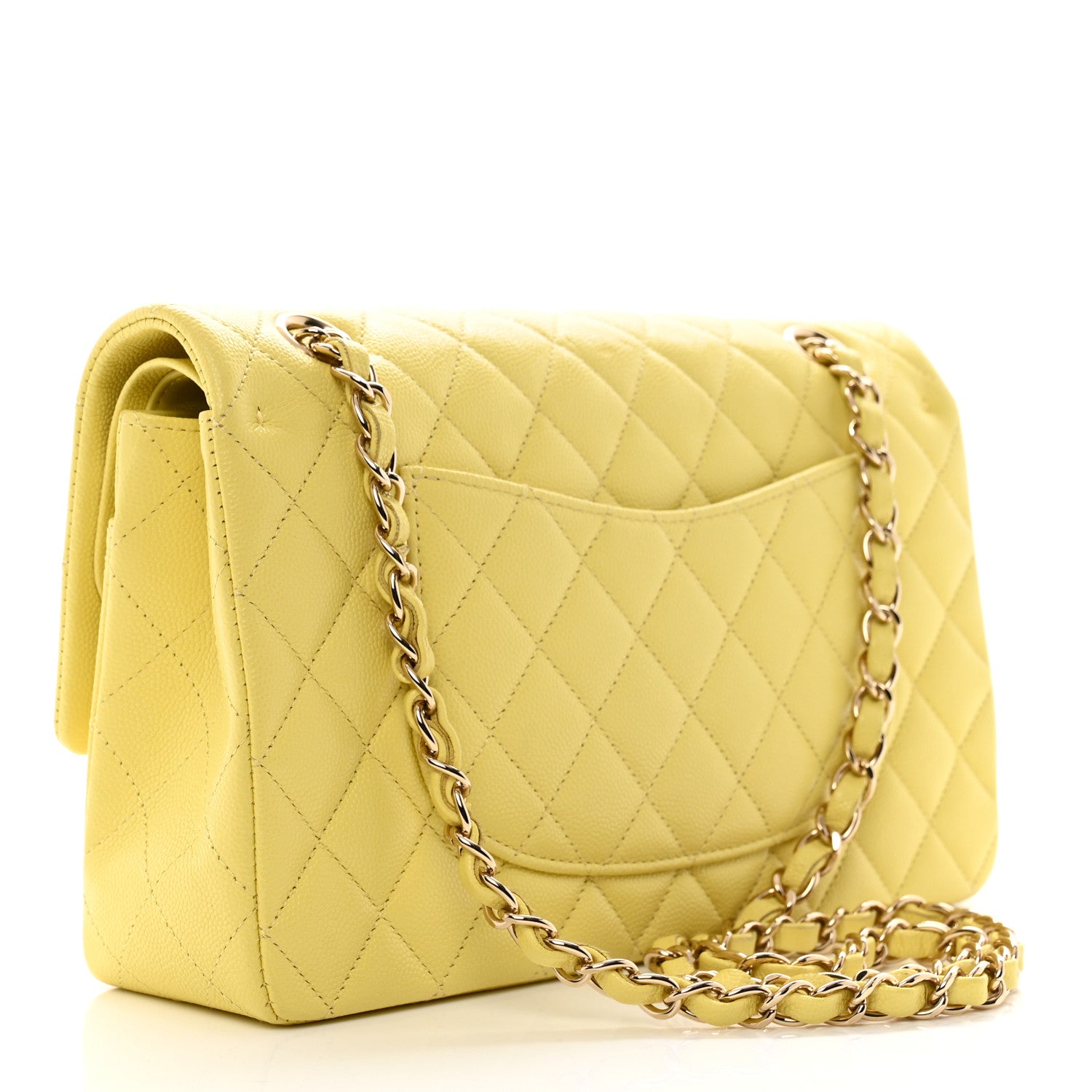 Chanel Caviar Quilted Medium Double Flap Yellow 3 of 10