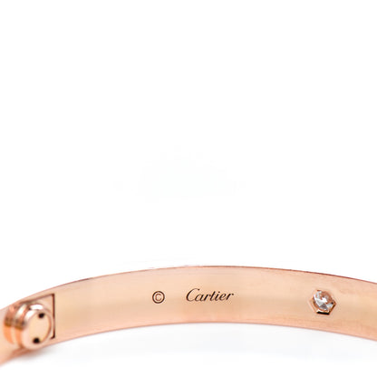 Cartier 18K Pink Gold 4 Diamond LOVE Bracelet 19 4 of 5