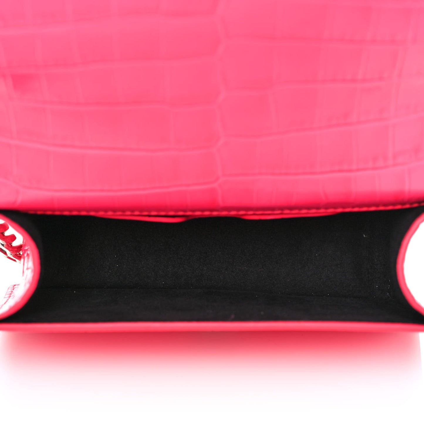 Shiny Crocodile Embossed Jeweled Satchel Peony Pink