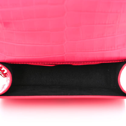 Alexander McQueen Shiny Crocodile Embossed Jeweled Satchel Peony Pink 5 of 10