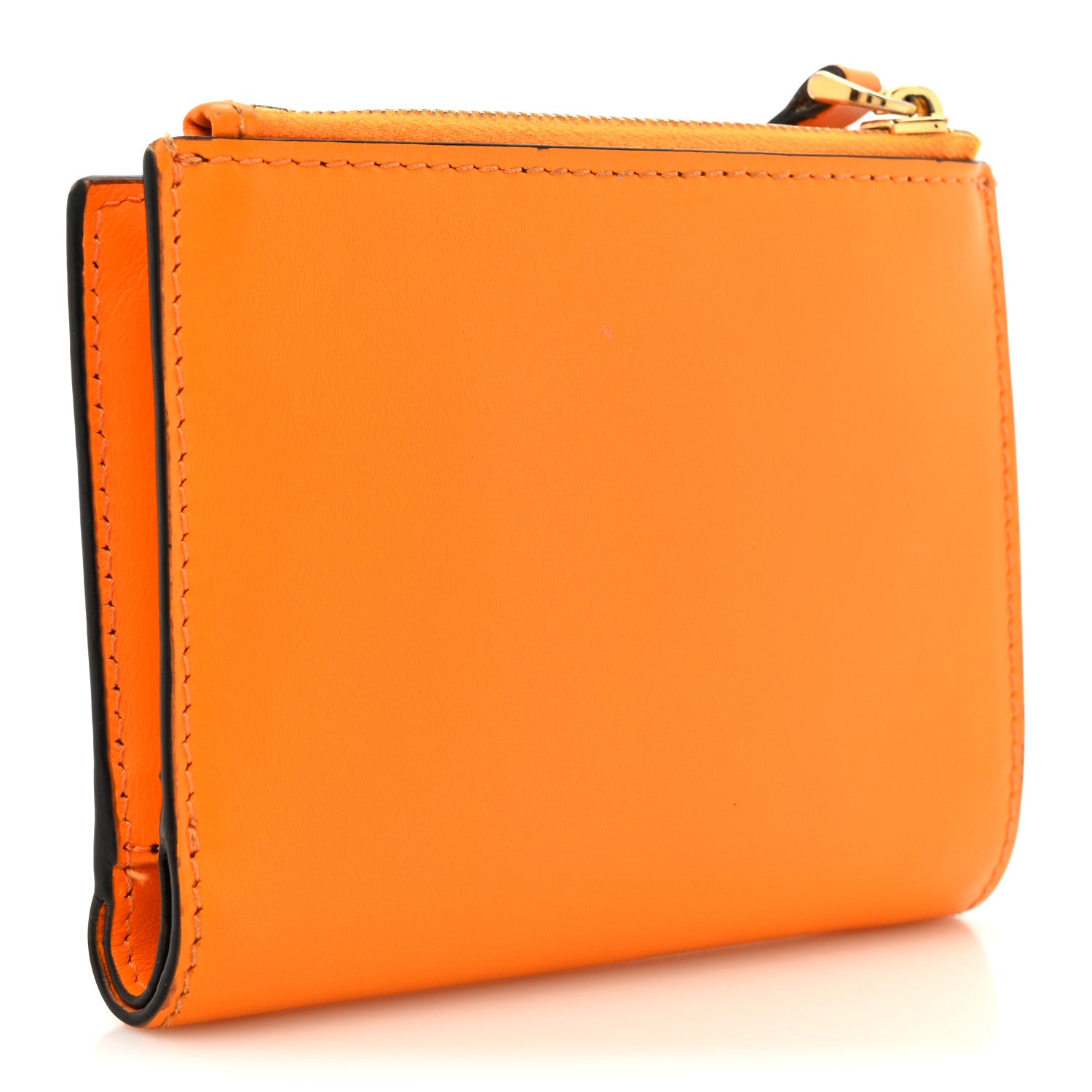 Fendi Vitello King Tamponato Logo Embossed Medium Wallet Clementine 3 of 15