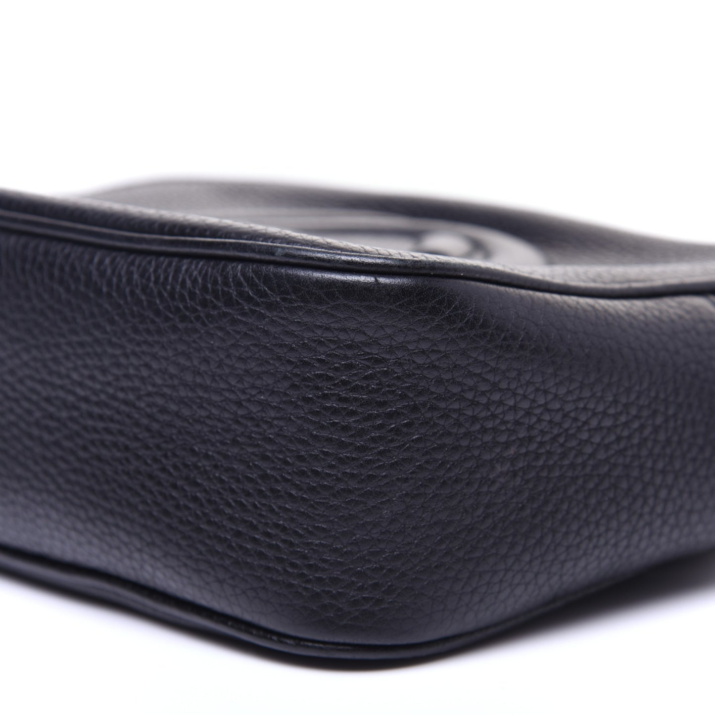 Pebbled Calfskin Small Soho Disco Bag Black